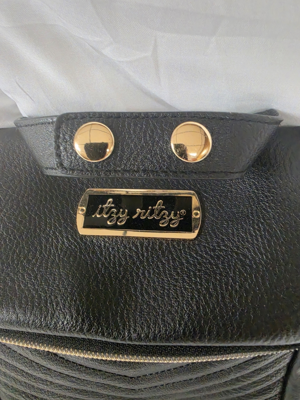 Itzy Ritzy Black Leather-Effect Women's Bag with Gold Hardware